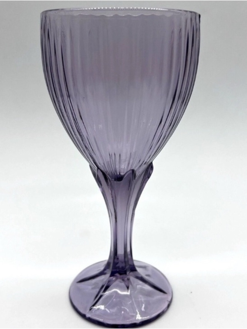 Lavender Ribbed Glass Goblet - Home Art
